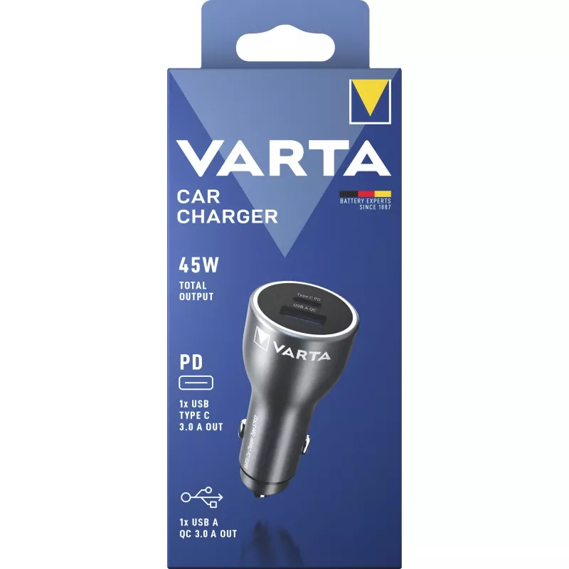 Autonabíjačka Varta 57933101111, 45W celkom, 1× USB-A, 1× USB-C