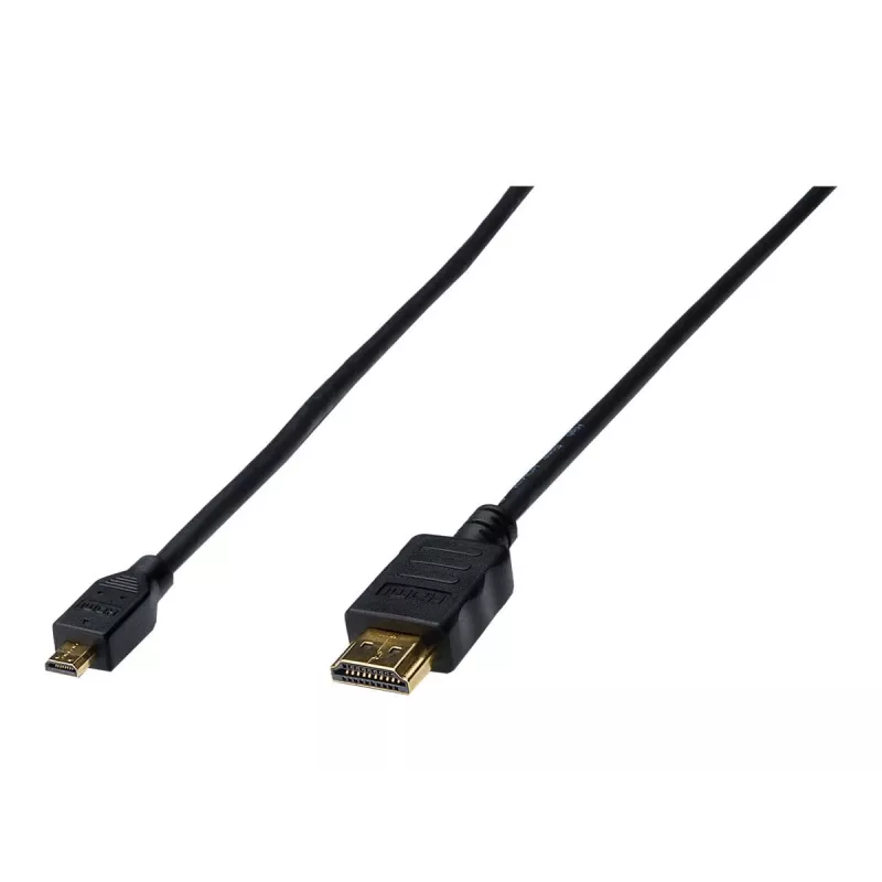 Digitus ASSMANN - HDMI kábel s Ethernet - 19 pin micro HDMI Type D samec na HDMI samec - 1 m - trojitá izolácia - čierny (AK-330115-010-S)