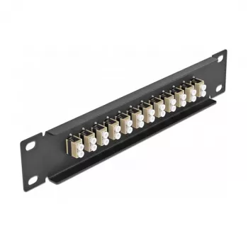 Optický patch panel DeLOCK 10 inch 12 portov LC Duplex béžová 1U čierna