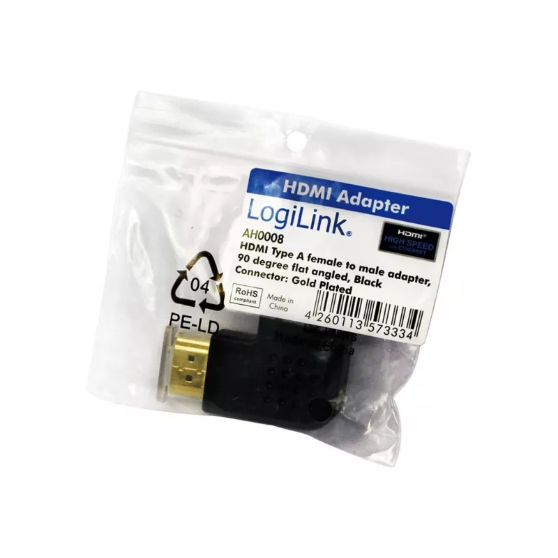 HDMI spojovací adaptér LOGILINK AH0008 — HDMI na HDMI, čierny, pozlátené kontakty
