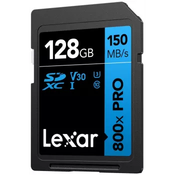 SDXC pamäťová karta Lexar 128GB UHS-I 800xPRO Class 10 U3 V30 — 150 MB/s čítanie, 45 MB/s zápis, čierna
