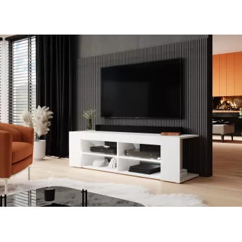 Cama TV skrinka RTV TEXAS 50/134/40 biela/biela lesklá