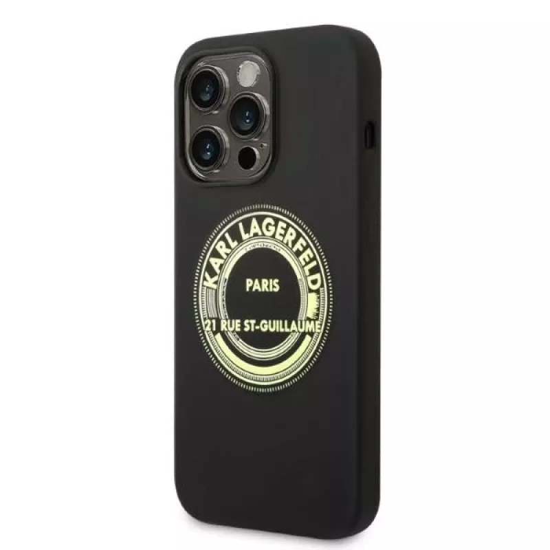 Karl Lagerfeld Soft Cover Silicone RSG čierne pre Apple iPhone 14 Pro KLHCP14LSRSGRCK