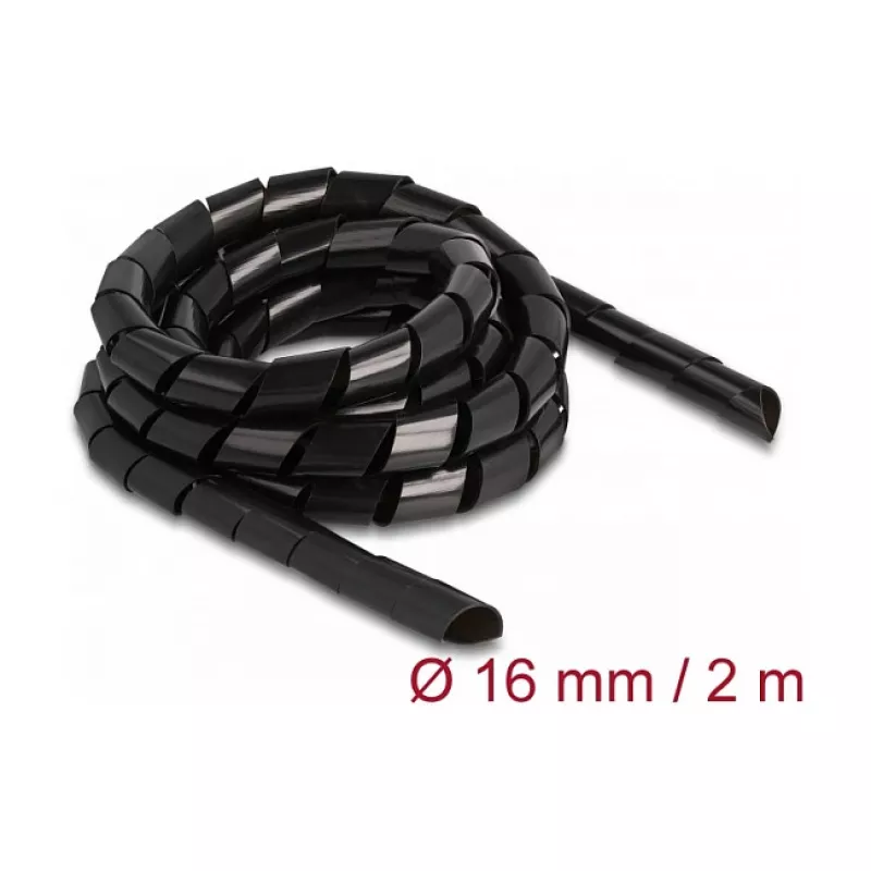 DeLOCK špirálová hadica flexibilná 2 m x 16 mm čierna polyetylén