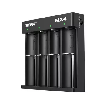Nabíjačka XTAR MX4 4-slotová univerzálna Li-Ion NiMH USB-C, čierna, podporuje 4 batérie