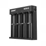 Nabíjačka XTAR MX4 4-slotová univerzálna Li-Ion NiMH USB-C, čierna, podporuje 4 batérie