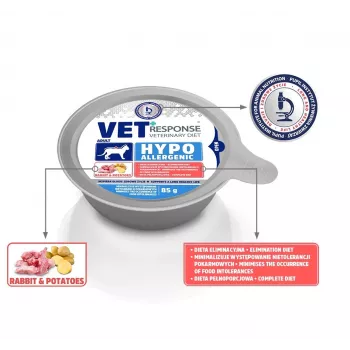 VET RESPONSE Hypoallergenic králik - mokré krmivo pre mačky - 85 g