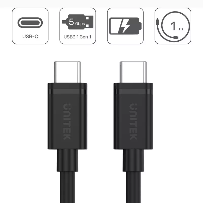 USB kábel UNITEK Y-C477BK USB 3.2 Gen 1 1m USB C čierny