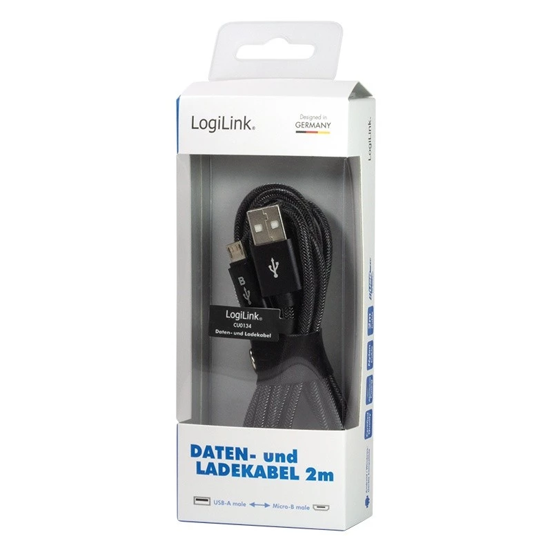 Synchronizačný a nabíjací kábel USB-A na Micro-B konektor samec 2 m