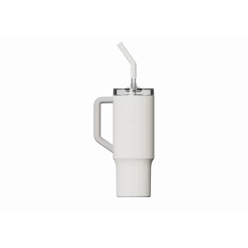 Termo slamkový pohár Xiaomi Straw Mug White 1 L — nerezový vnútorný priestor, nepretekajúci, 240×132×97 mm