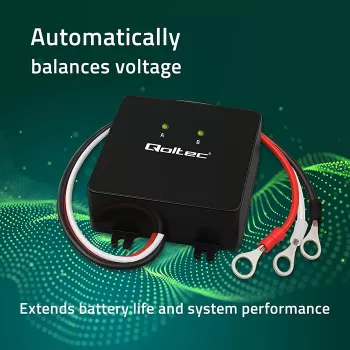 Vyrovnávač napätia batérií QOLTEC 51097 pre 24V (2×12V) batérie, vyrovnávací prúd 5A
