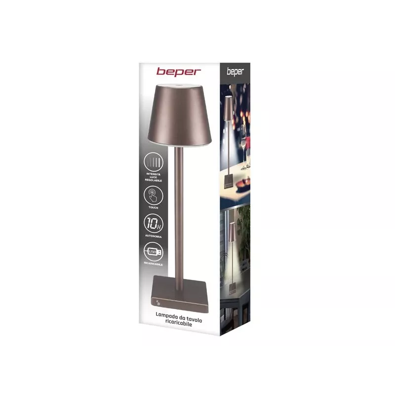 Nabíjateľná stolová lampa Beper P201UTP103, dotykový vypínač, 2 W