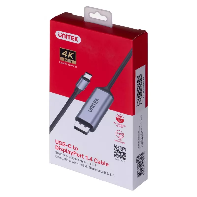UNITEK ADAPTÉR USB-C, DISPLAYPORT 1.4, 8K@60HZ, 1,8M, V1423C