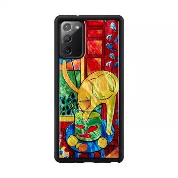 Ochranné puzdro iKins pre Samsung Galaxy Note 20 s dizajnom červenej mačky a ryby