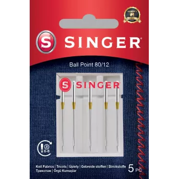 SINGER ihla do šijacieho stroja 80/12 (model 250054303) pre pletené látky, guľatá špička