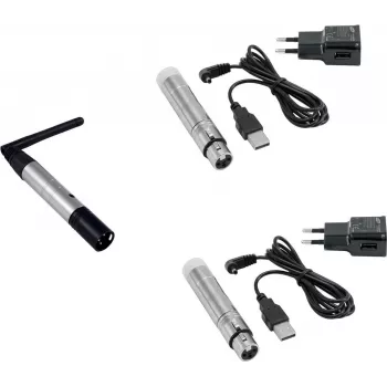 Sada bezdrôtového DMX osvetlenia EUROLITE QuickDMX vysielač 1x + prijímač 2x (AKKU) model 20000900