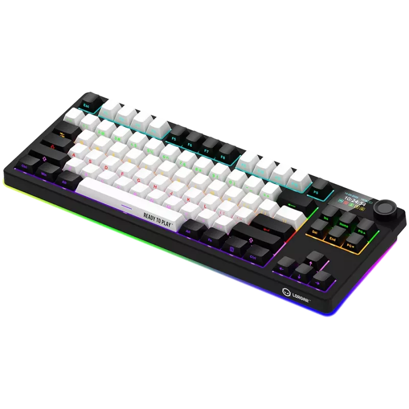 LORGAR KBP70TKLW, bezdrôtová TKL mechanická herná klávesnica Pro, čierna/červená, EN-layout