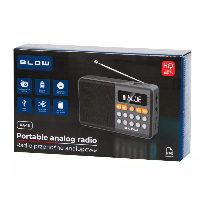 Prenosné analógové AM/FM Bluetooth rádio BLOW RA18 s FM tunerom a Bluetooth pripojením