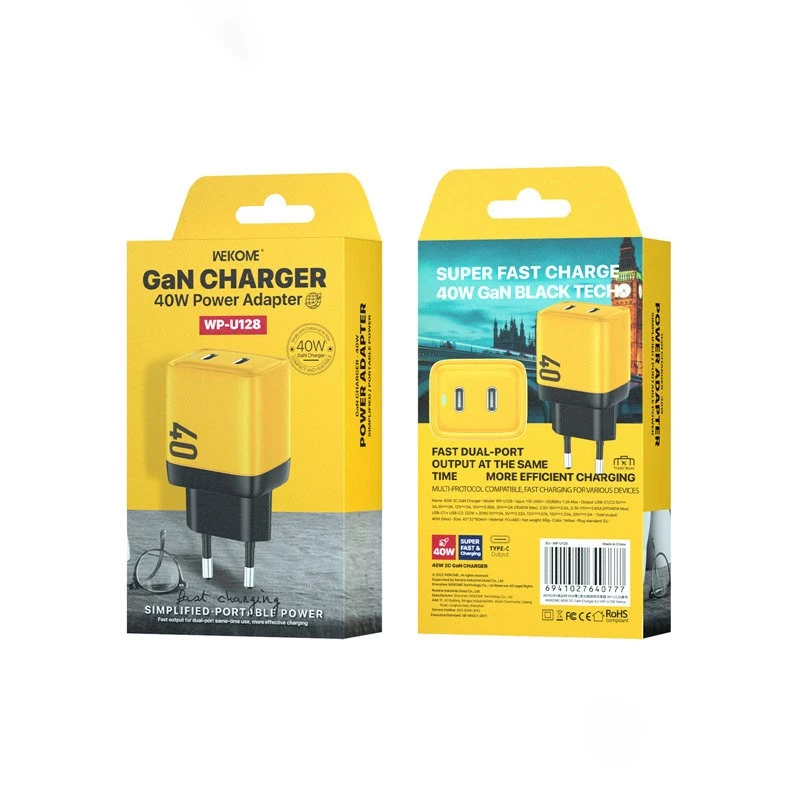 Sieťová nabíjačka WEKOME WK-WP-U128 2x USB-C GaN Super Fast Charger