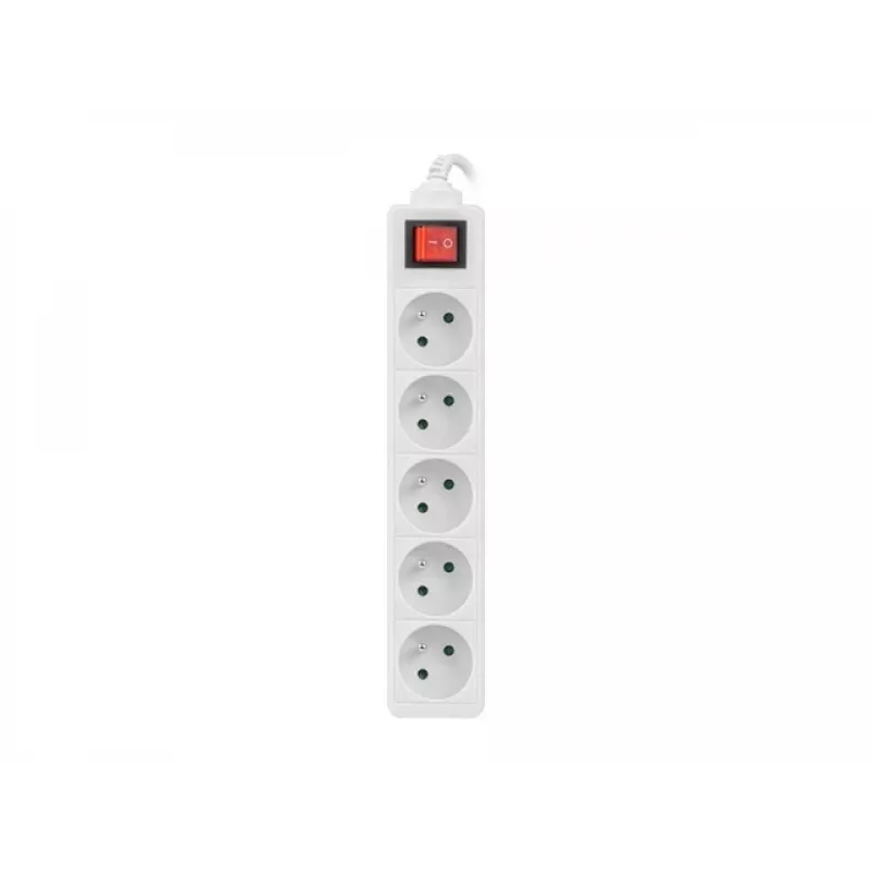 Predlžovací kábel Lanberg PS1-05E-0300-W 3m 5 AC zásuviek interiér/exteriér biely