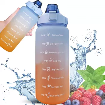 Extralink Motivačná fľaša na pitie, 2000 ml Športová fľaša na pitie, Modro-oranžová, BUT-993
