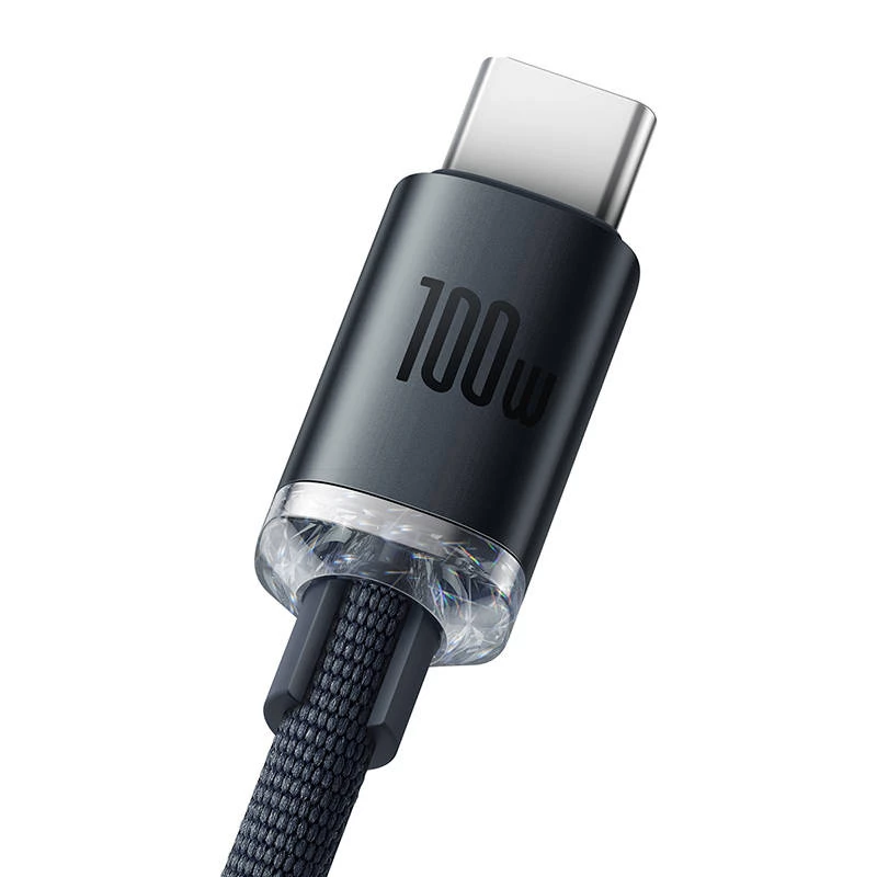 Baseus Crystal Shine kábel USB na USB-C, 100W, 2m (čierna)
