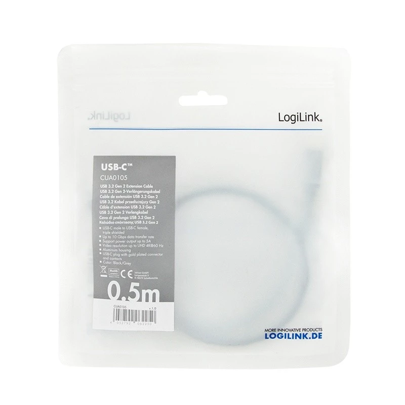 LogiLink USB kábel USB 3.2 Gen 2 CUA0105 0,5 m USB-C čierny sivý