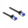 Sieťový kábel DeLOCK RJ45 plochý patch kábel konektor samec na konektor samec Cat.6A 0,25 m čierny