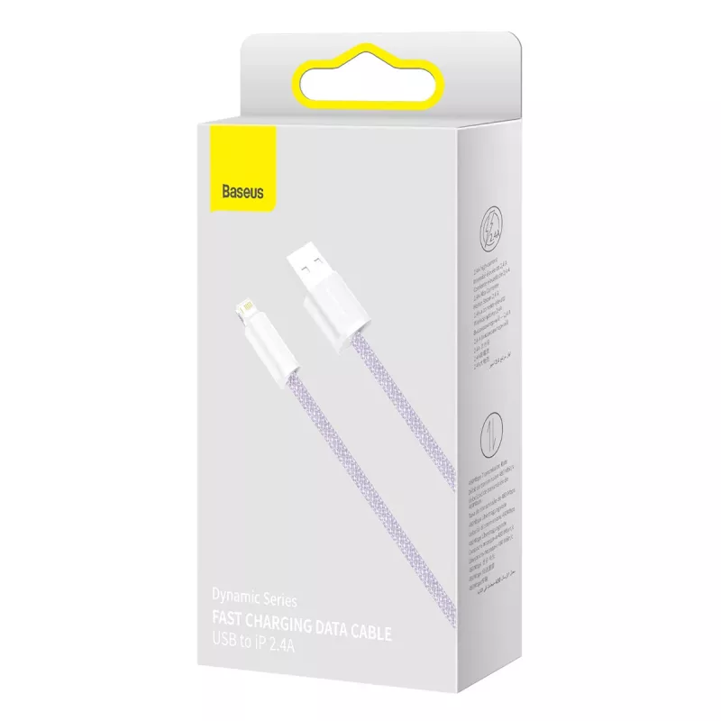 Kábel Baseus Dynamic USB na Lightning, 2,4 A, 2 m (fialová)
