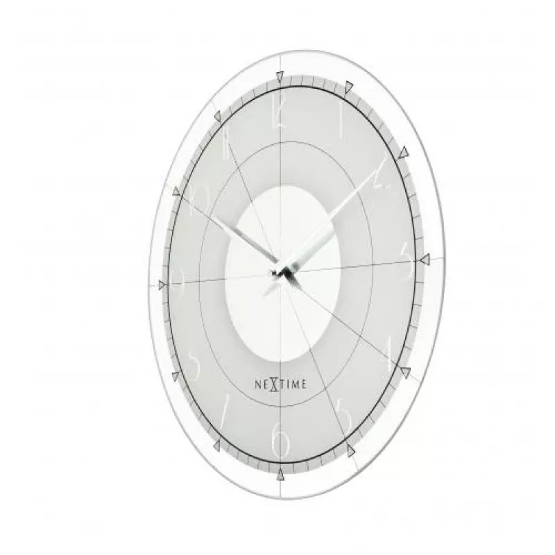 NeXtime hodiny 8125 Fancy Round, Ø43 cm, nástenné, biele/strieborné