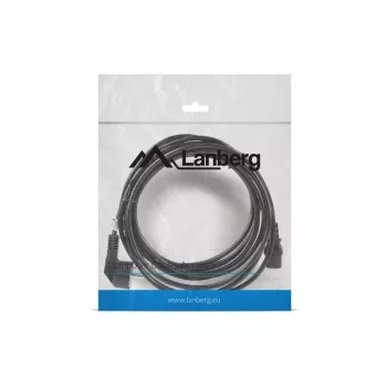 Napájací kábel LANBERG CA-C13C-11CC-0050-BK – 5 m, C13 konektor samica na CEE7/7, zahnutý C13