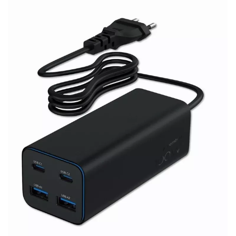Gembird TA-UC-2A2C-PD100-01-BK nabíjačka pre mobilné zariadenia notebook, smartfón čierna AC rýchle nabíjanie interiérová