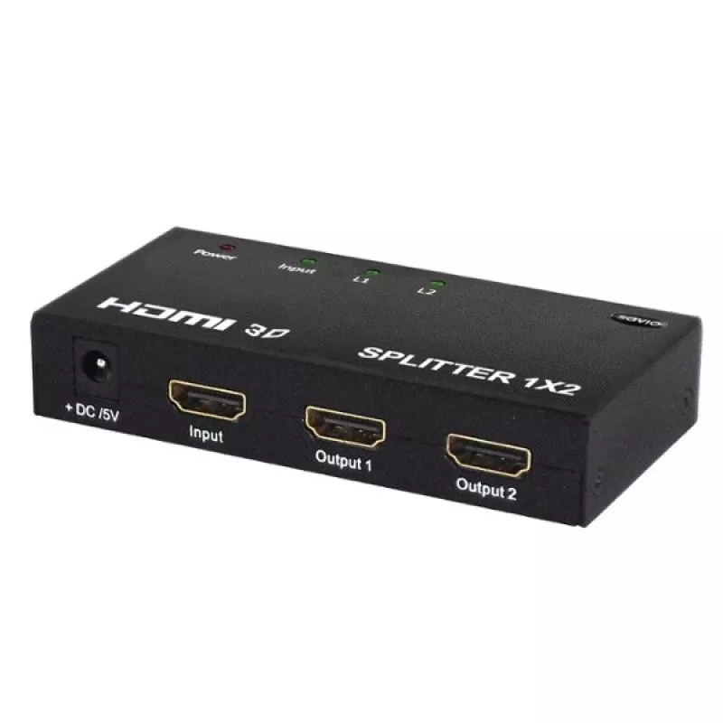 HDMI video rozbočovač SAVIO CL-42 — 2x HDMI výstupy, 1920x1080, 36-bitová farba, kovové puzdro, 5V/1A
