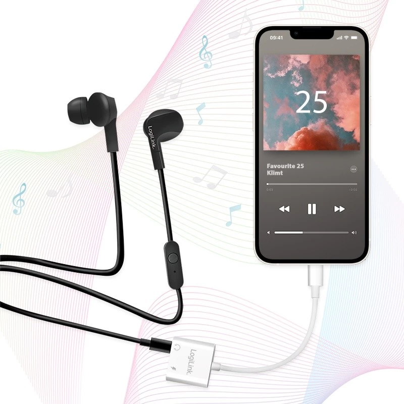 LogiLink USB-C audio adaptér USB-C/M na 2x USB-C/F 60W PD biely