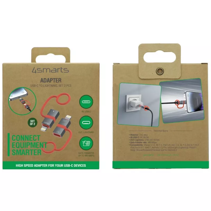 USB-C na Lightning adaptér 4smarts 541522, 27W PD, balenie 2 ks