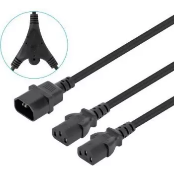 Manhattan napájací kábel Y-splitter, C14 konektor samec na 2x C13 konektor samica (kábel pre studené zariadenia), monitor na CPU, 1,8 m, 10 A, čierny, napája dve zariadenia cez PDU, kábel, doživotná záruka