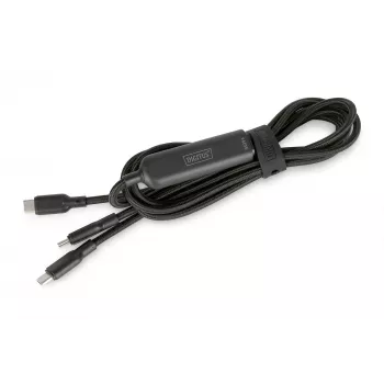 DIGITUS USB-C 2in1 nabíjací kábel 140W, USB-C na 2×USB-C, 1,8 m, USB 2.0, čierny
