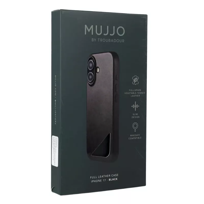 Mujjo Full Leather Case MagSafe puzdro pre iPhone 17 čierna