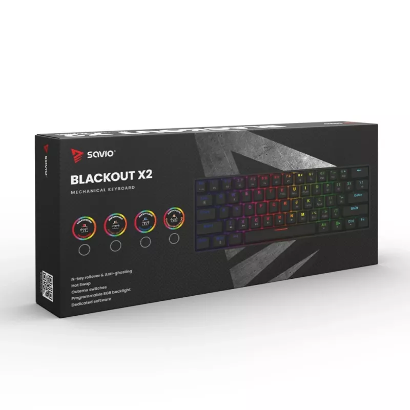 SAVIO BLACKOUT X2 mechanická klávesnica OUTEMU Red, Hot Swap
