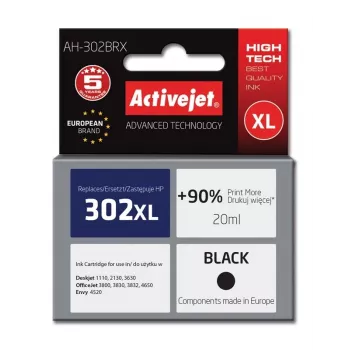 Activejet AH-302BRX atrament (náhrada za HP 302XL F6U68AE; Premium; 20 ml; čierny)