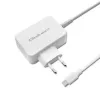 Qoltec 51039 napájací adaptér 65 W USB-C PD, 5–20,3 V, 2–3,25 A, vstavaný kábel USB-C, biely