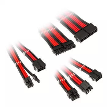 Spletaný kábel predlžovací kit Kolink Core Adept – 20+4pin, 8pin, 4+4pin, 3×6+2pin; dĺžky 300–350 mm; PET plášť; medené vodiče