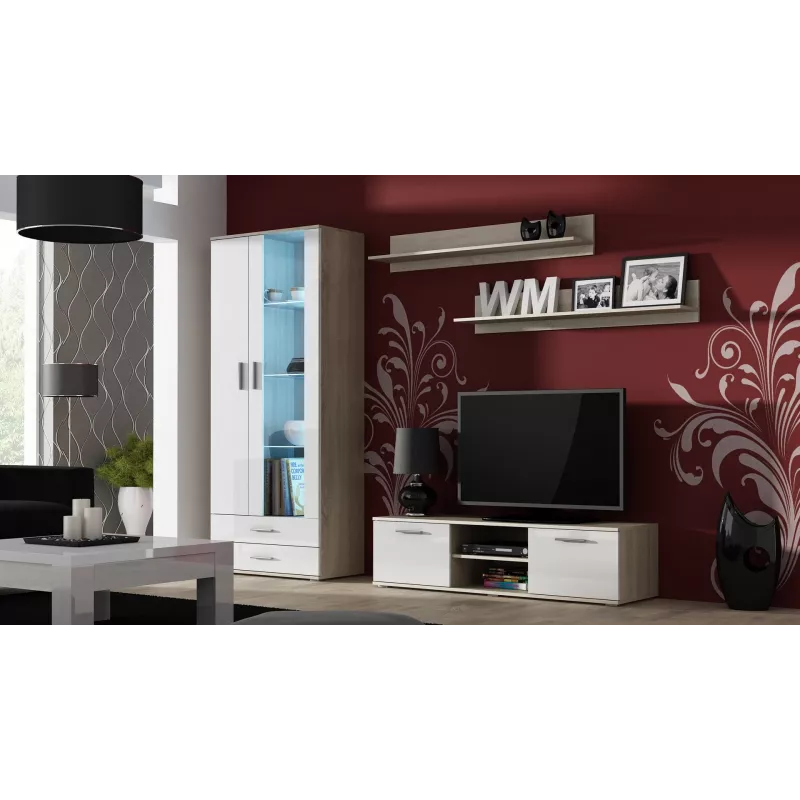 Cama TV stojan SOHO 140 sonoma dub/biela lesklá