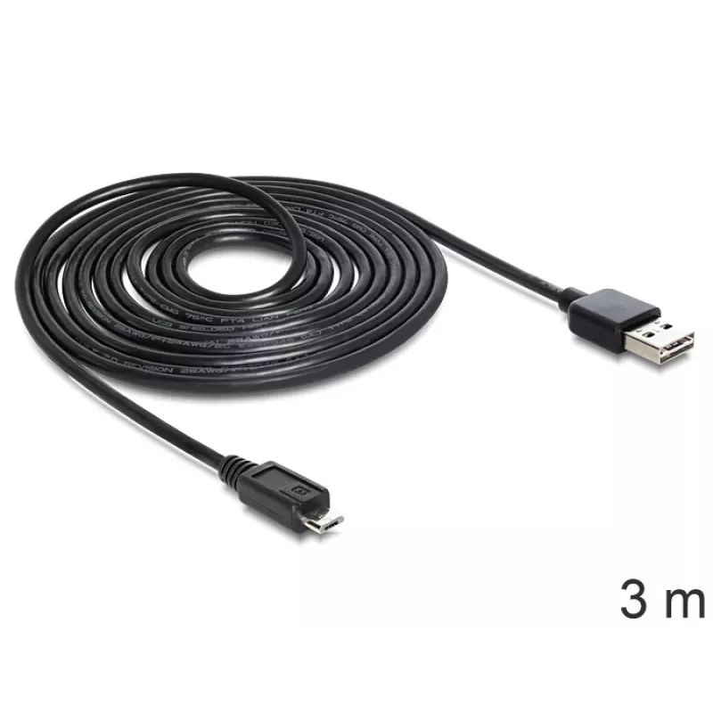 USB kábel DeLOCK EASY-USB 2.0-A - USB 2.0 Micro-B 3 m