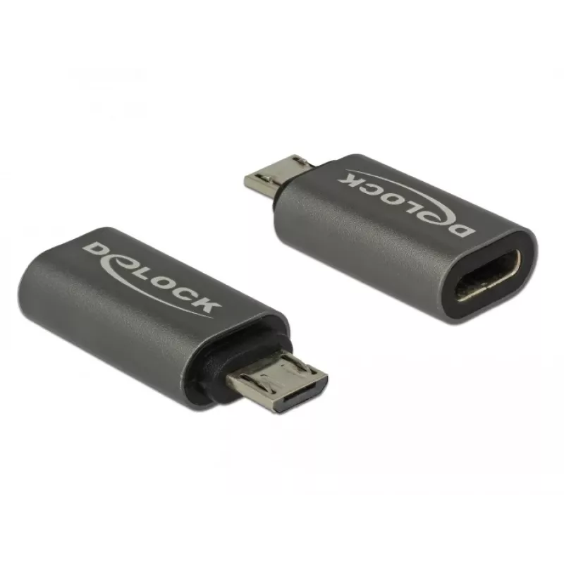 DeLOCK - USB adaptér - USB-C (samica) na Micro-USB Type-B (samec) - USB 3.1 Gen 1 - 2,8 cm - antracitový (65927)