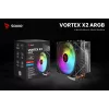 CPU vzduchový chladič SAVIO SAVGCOVORTEXX2ARGB s 4 heatpipes, 120-mm-ARGB ventilátor, čierny