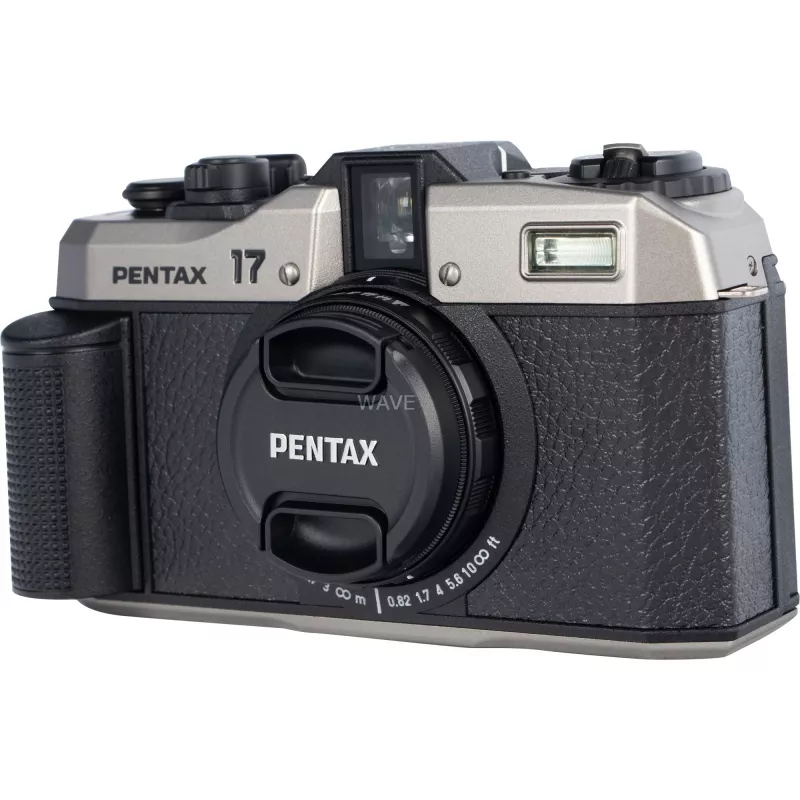 Pentax 17 fotoaparát na film, čierno-strieborný