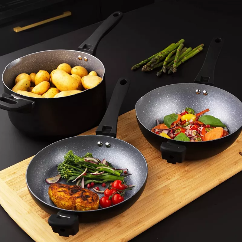 Sada hrncov Russell Hobbs RH01840EU7 – 4-dielna stohovateľná, metalická mramorovaná