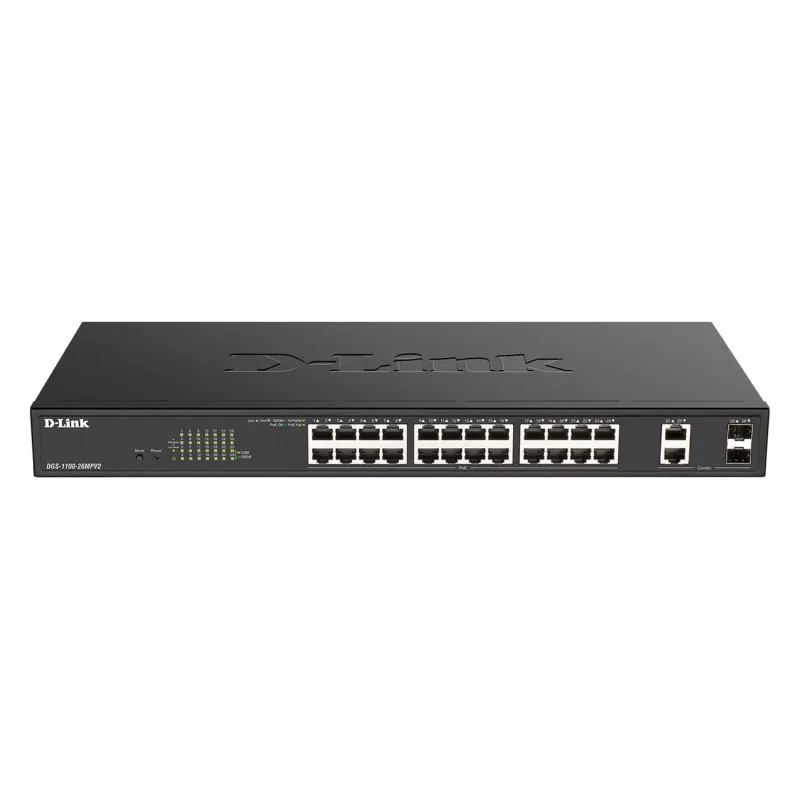 D-Link DGS-1100-26MPV2/E sieťový switch Managed L2 Gigabit Ethernet (10/100/1000) Power over Ethernet (PoE) čierny