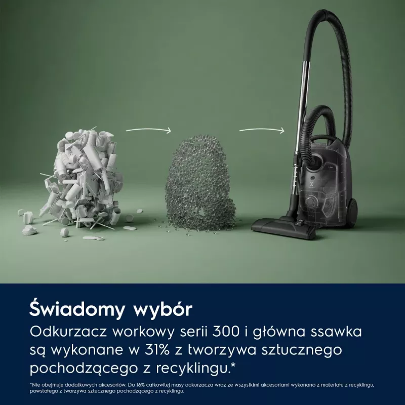 Bubnový vysávač Electrolux EB31C1DB 750 W, 3-litrový vreckový filter, HEPA filter, teleskopická oceľová trubica